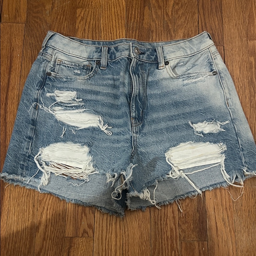 American Eagle Outfitters Light Blue Ripped Jean Shorts